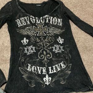 Daytrip Black Graphic Long Sleeve Top